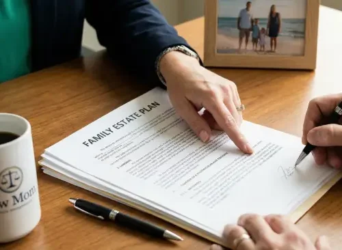 Last will lawyer analysing the document with a client